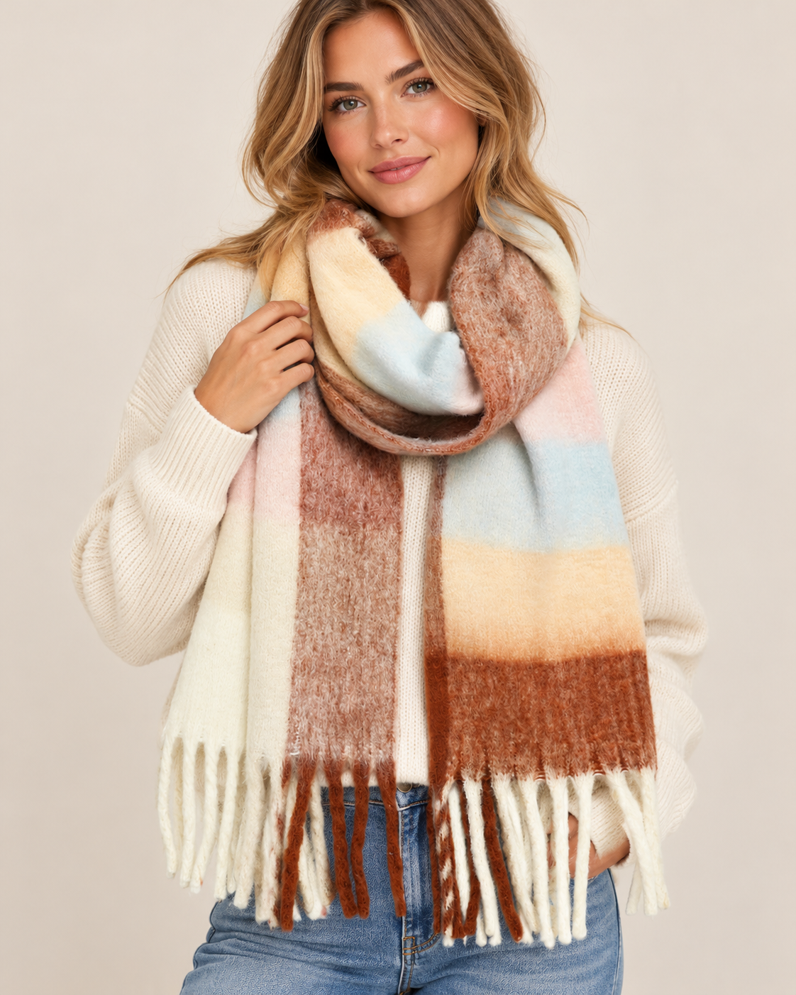 Chunky Multi Plaid Scarf