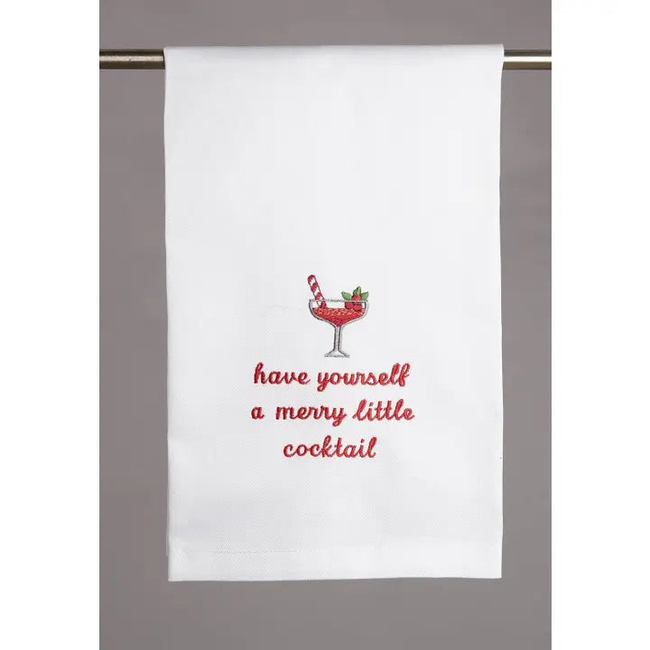 Merry Little Cocktail Embroidered Kitchen Towel