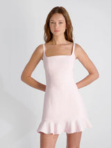 Whisper Square Neck Frill Hem Mini Dress