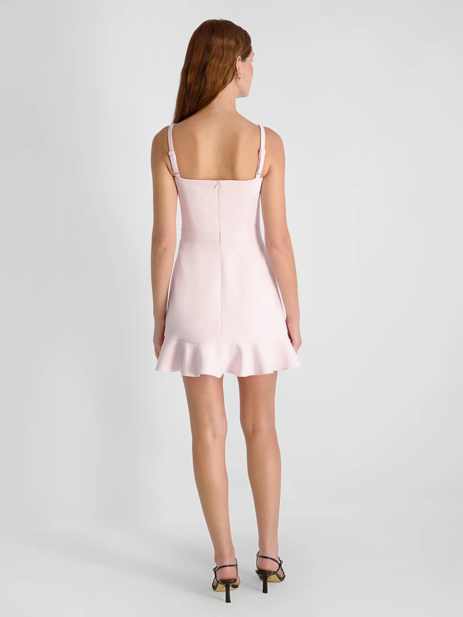Whisper Square Neck Frill Hem Mini Dress
