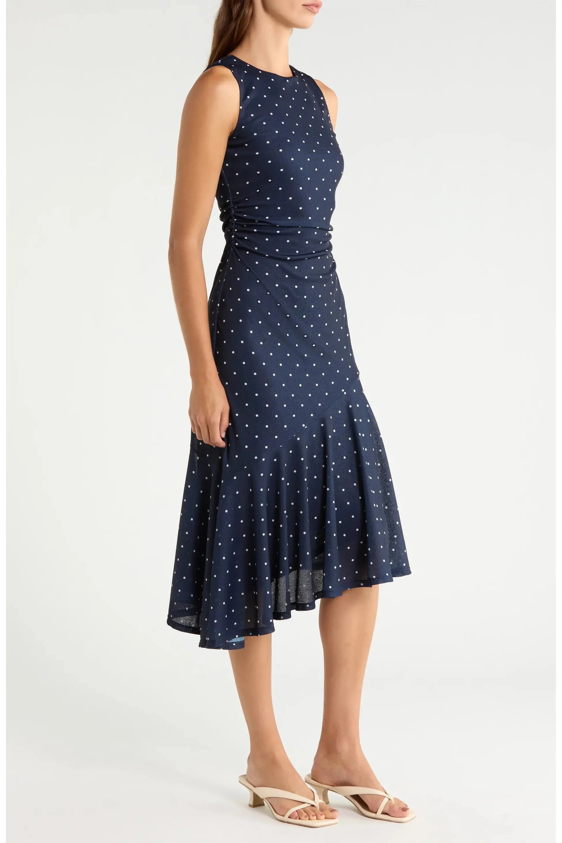 Daija Dress Navy Polka Dots