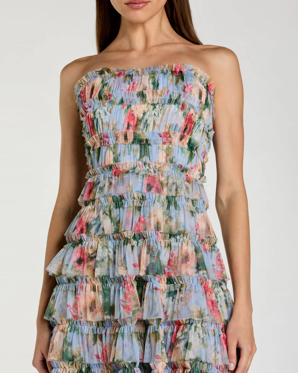 Blue Floral Print Maxi Dress