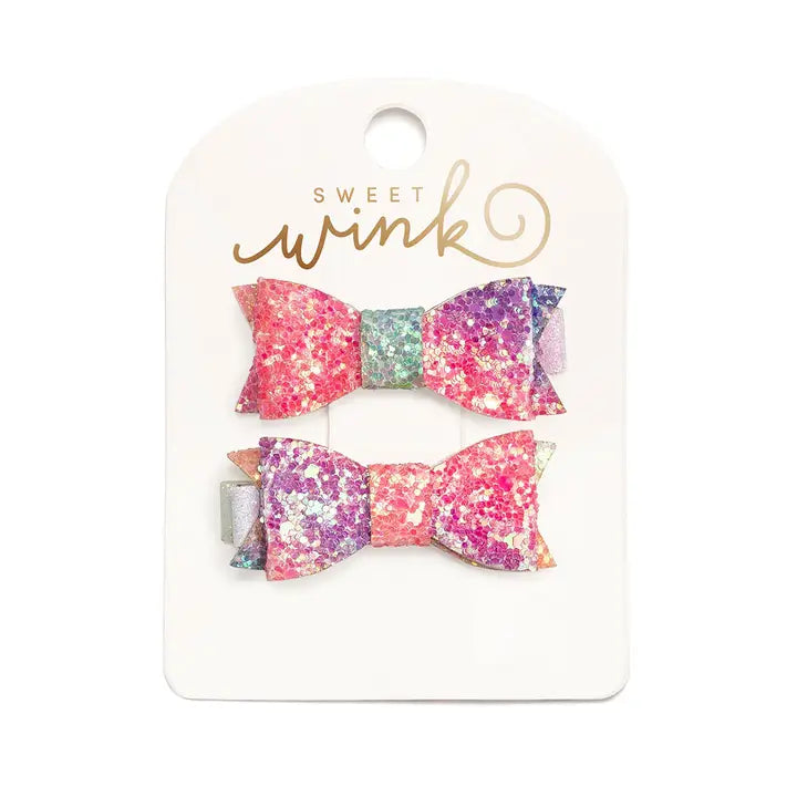 Rainbow Ombre Bow Clip Set - Hair Bows