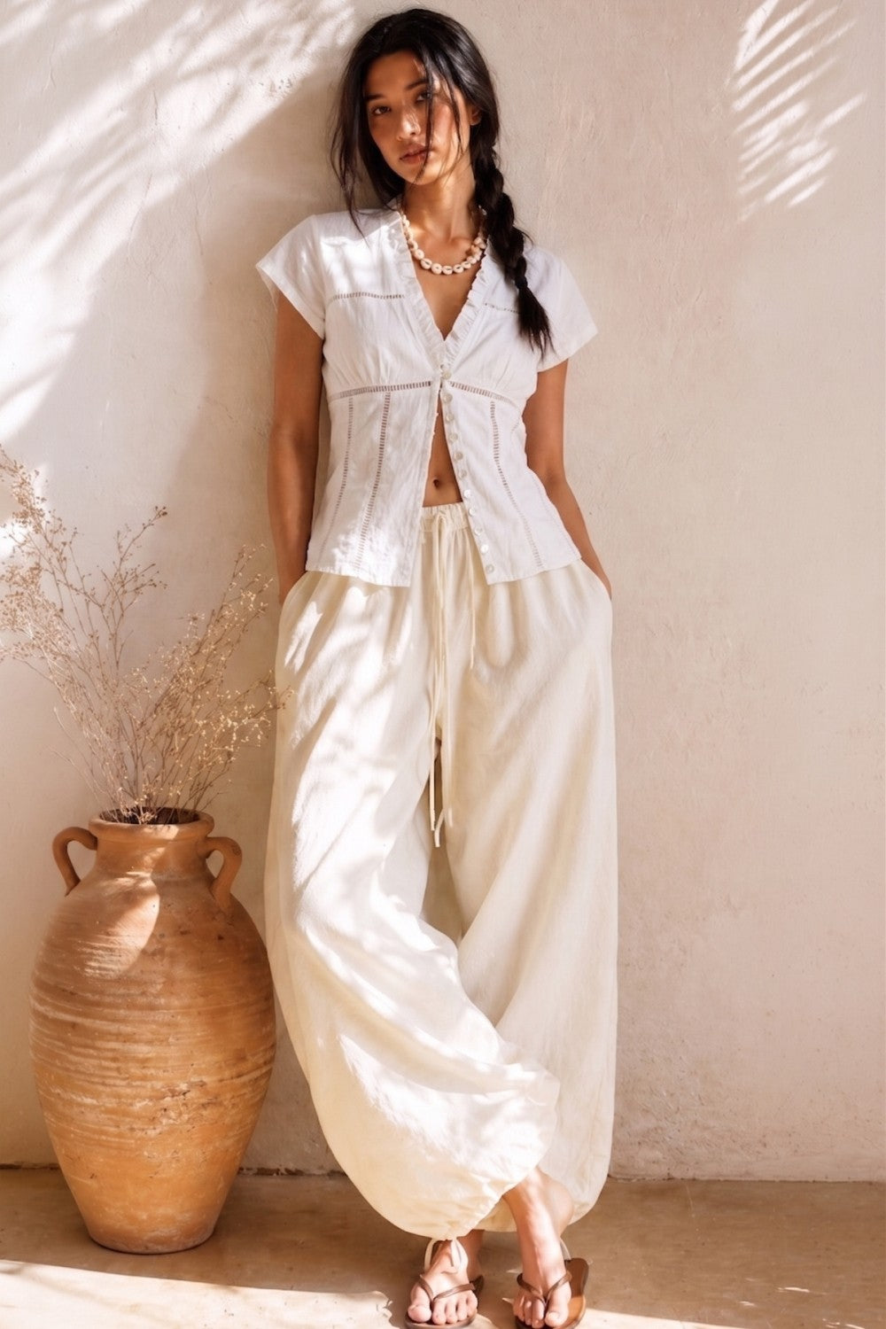 Soft Stretch Lace Panel Blouse