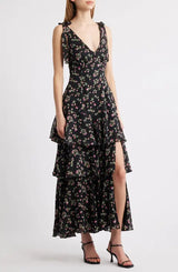 Arya Tiered Floral Chiffon Maxi Dress