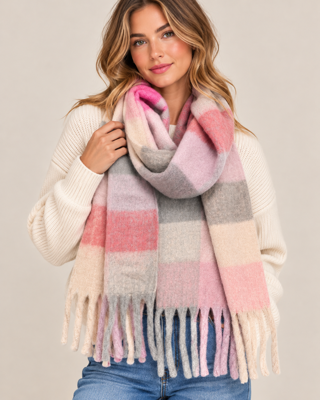 Chunky Multi Plaid Scarf