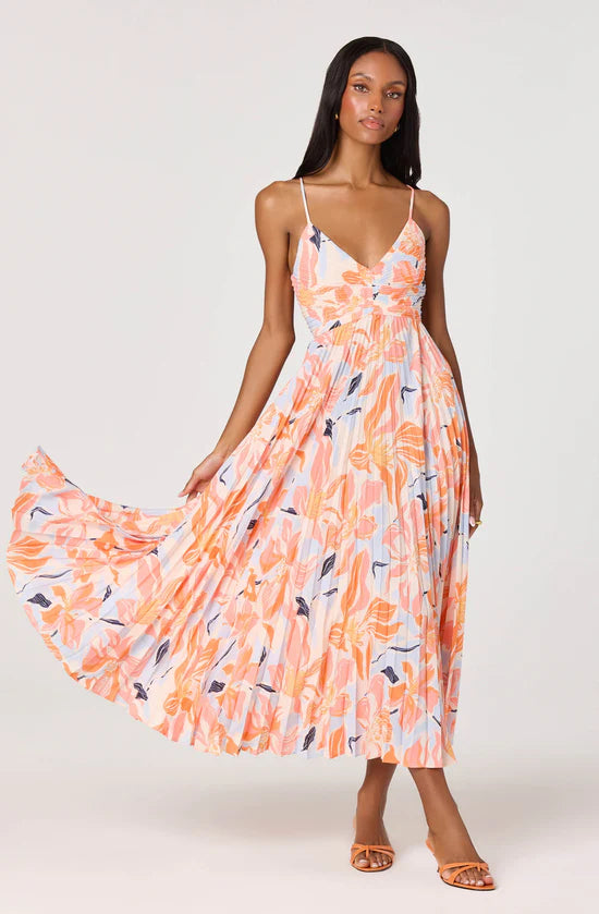 Blythe Floral Plisse Midi Dress