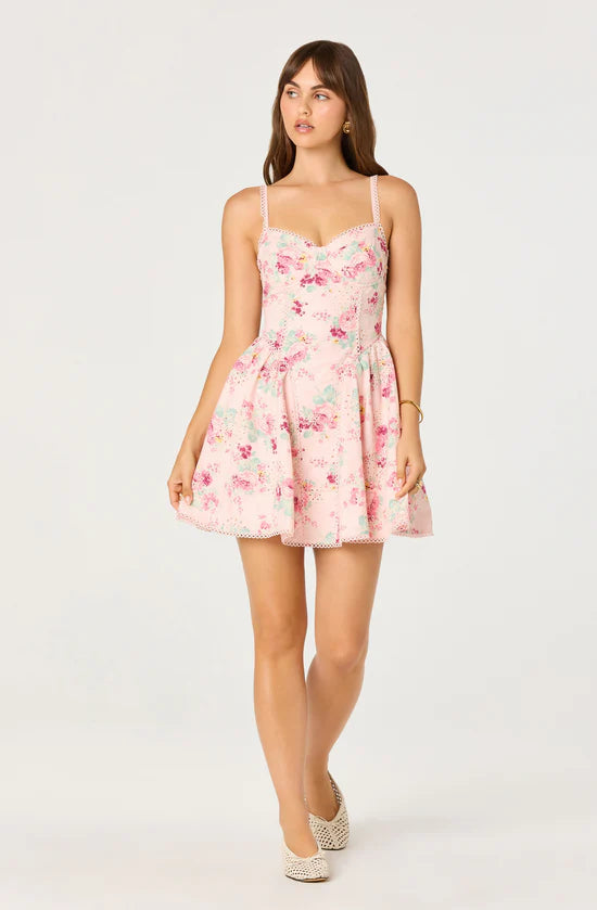 Birdie Floral Eyelet Sweetheart Mini Dress