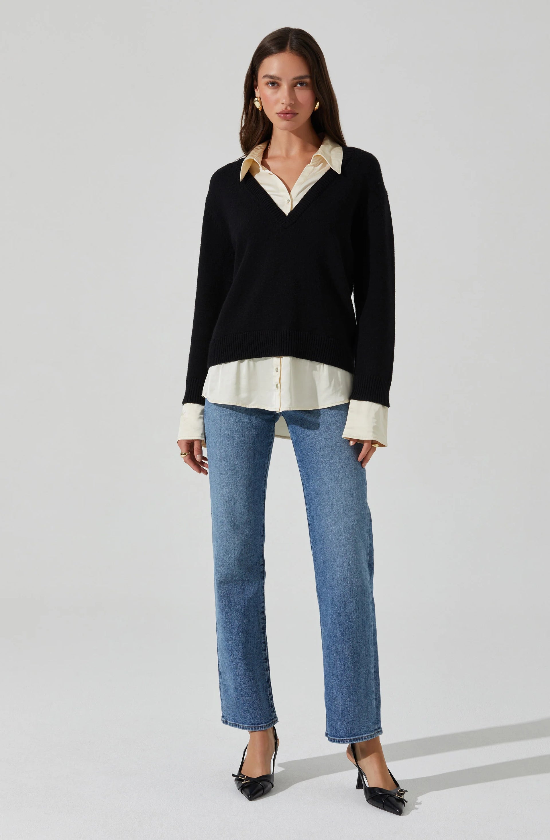 Jianna Mixed Media Layered Sweater