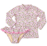 Girls Rash Guard Set - Blushing Blooms