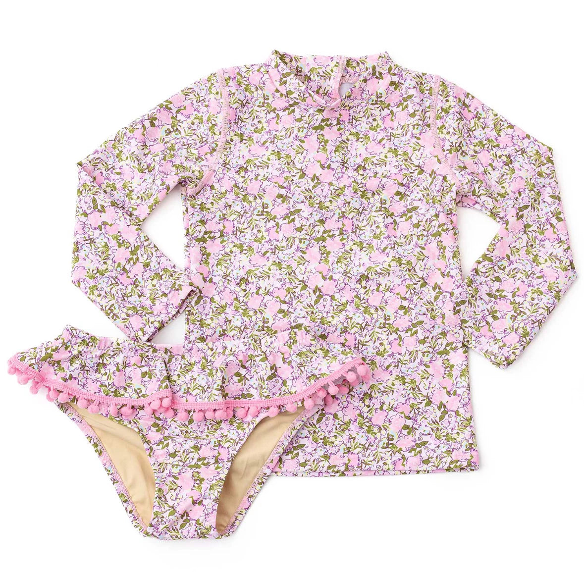 Girls Rash Guard Set - Blushing Blooms