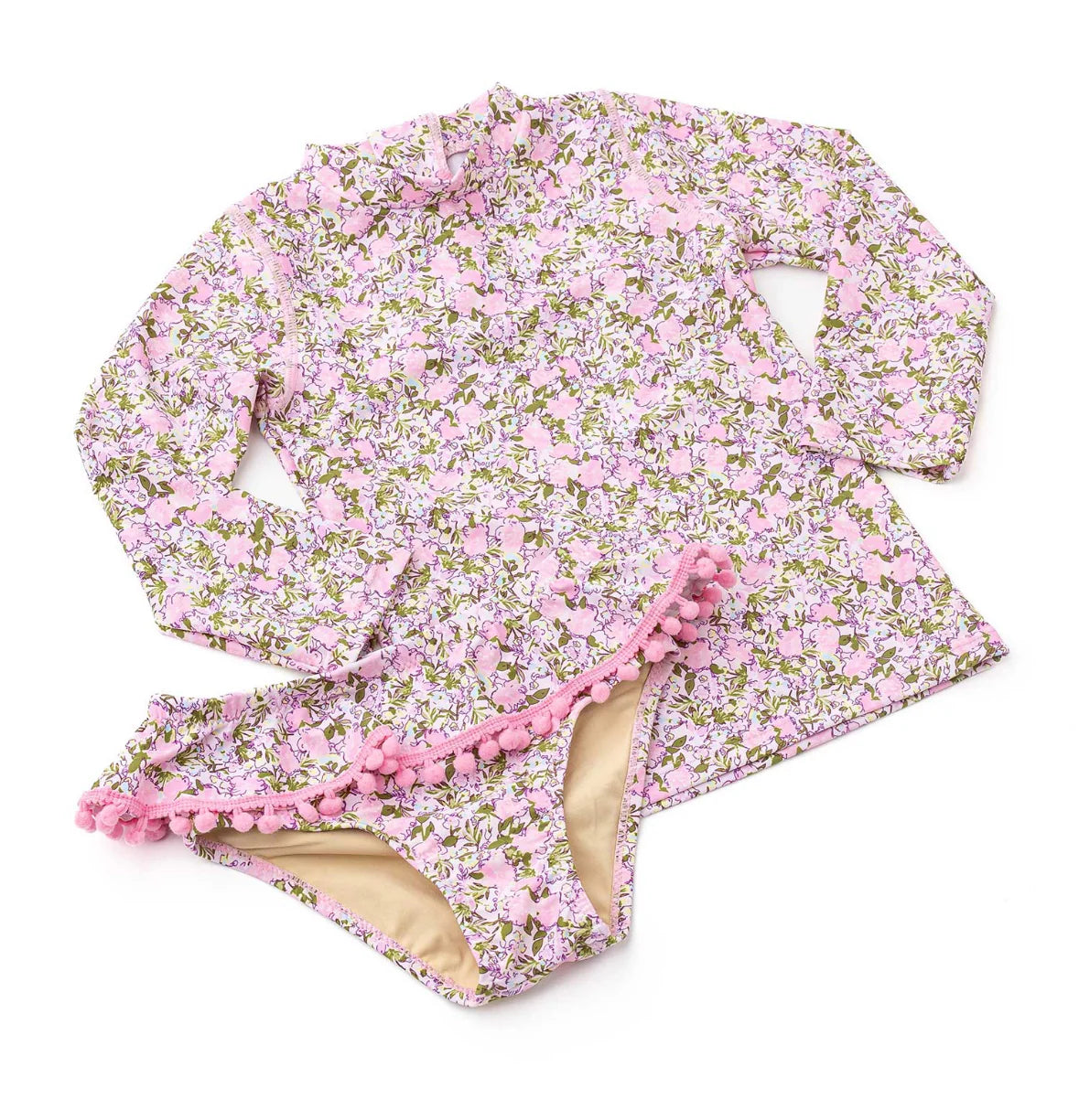 Girls Rash Guard Set - Blushing Blooms