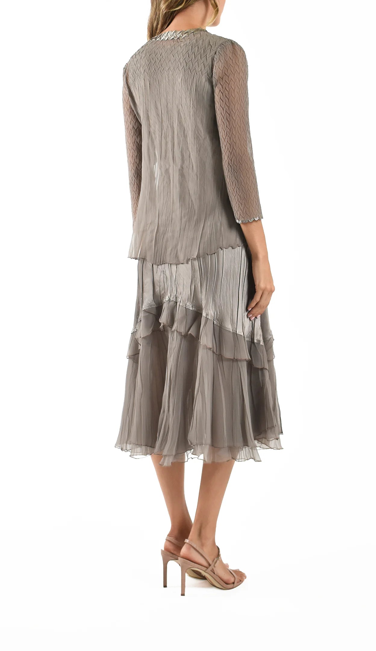 2PC Dress and Jacket Set - Oyster