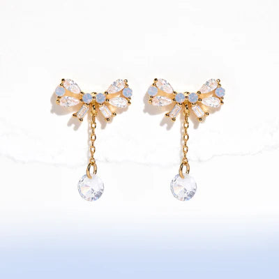 Mini Bow Dew Drop Earrings