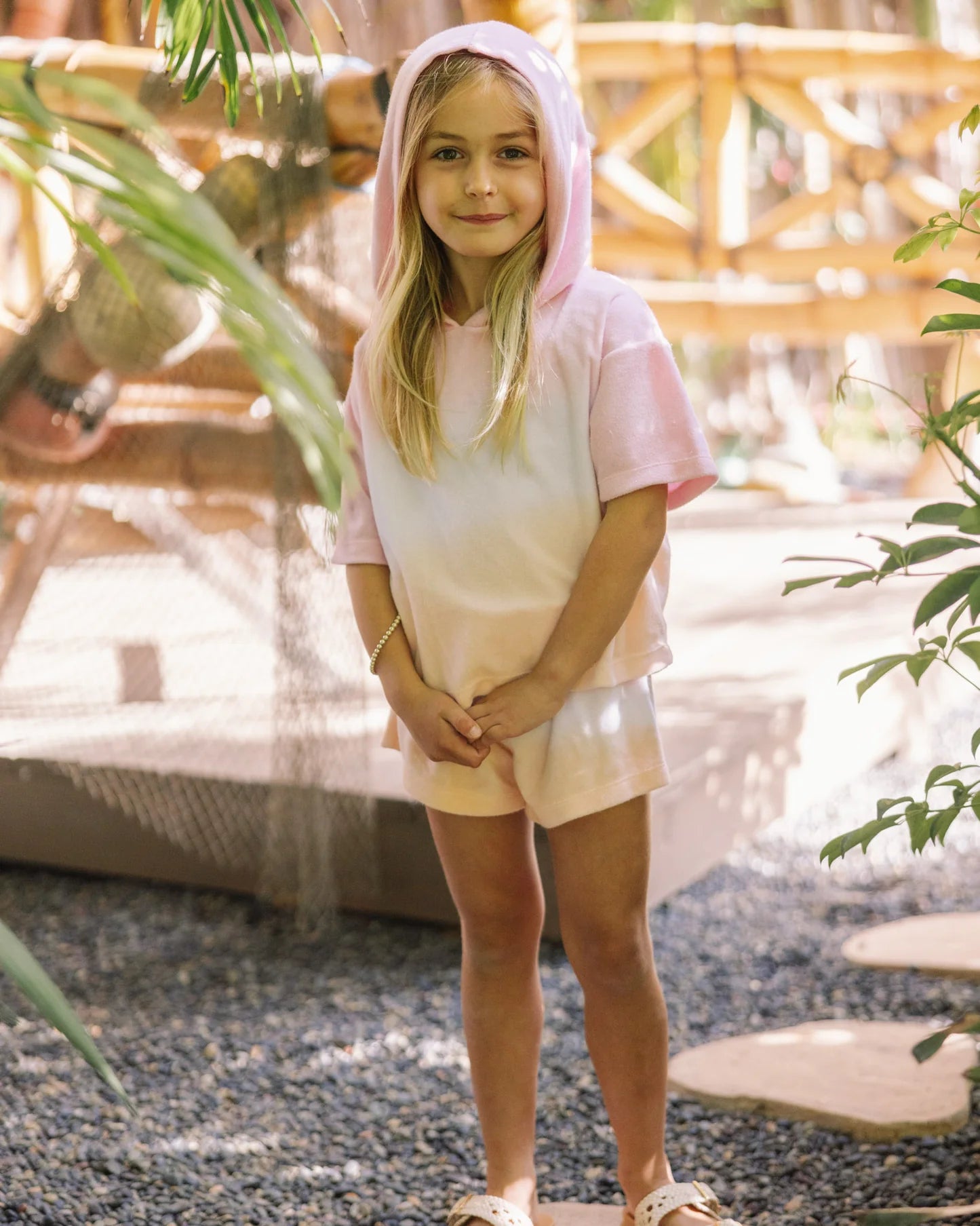 Girls Terry Hoody - Pop Pink Ombre