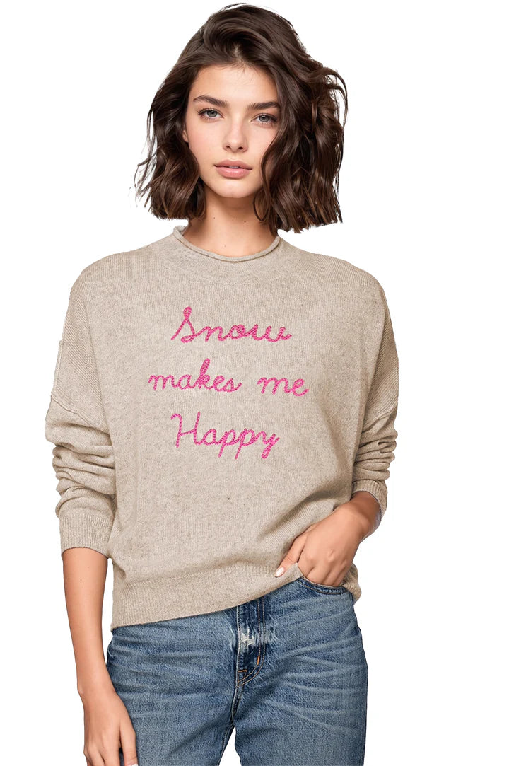 Snow Makes Me Happy Cashmere Sweater