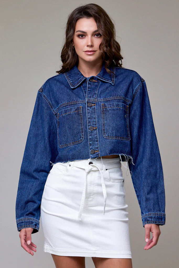 Dark Wash Cropped Denim Jacket