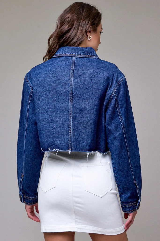 Dark Wash Cropped Denim Jacket