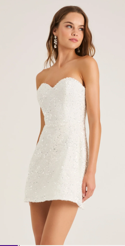 helsi mini dress Helsi Sequin Strapless Mini Dress White / M