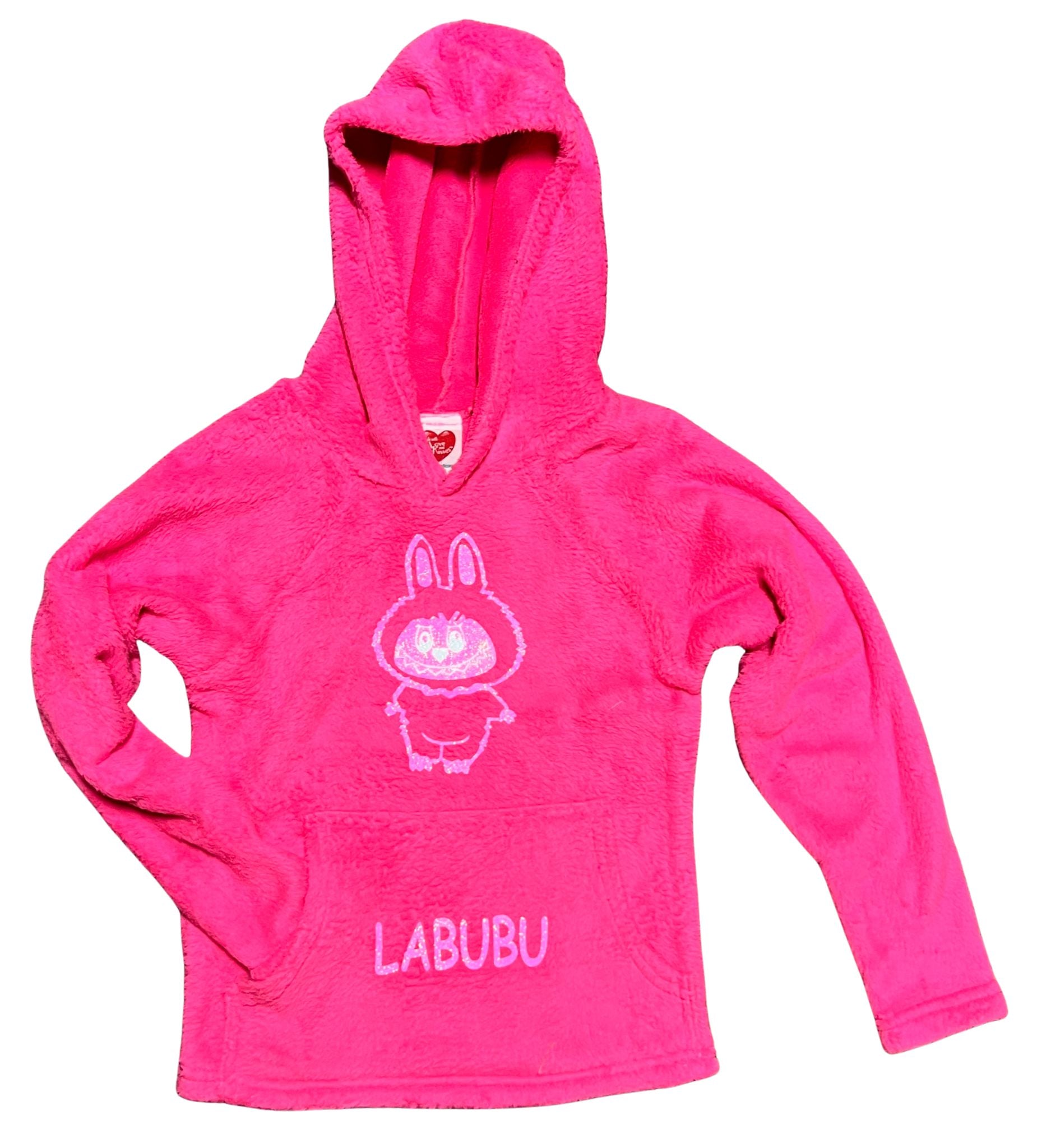 Girls Neon Pink 'Labubu' Hoodie