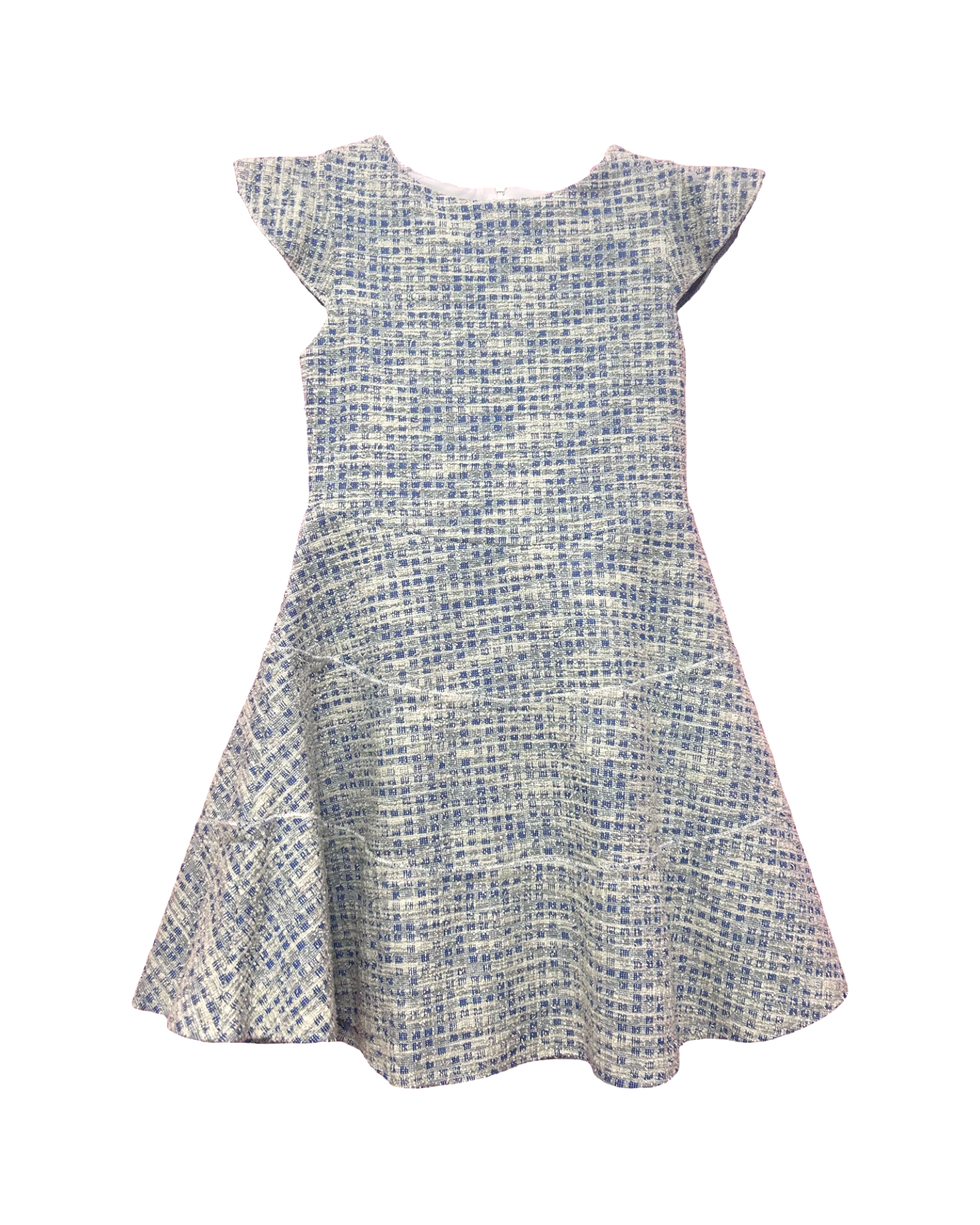 Girls Blue Multi Tweed Dress
