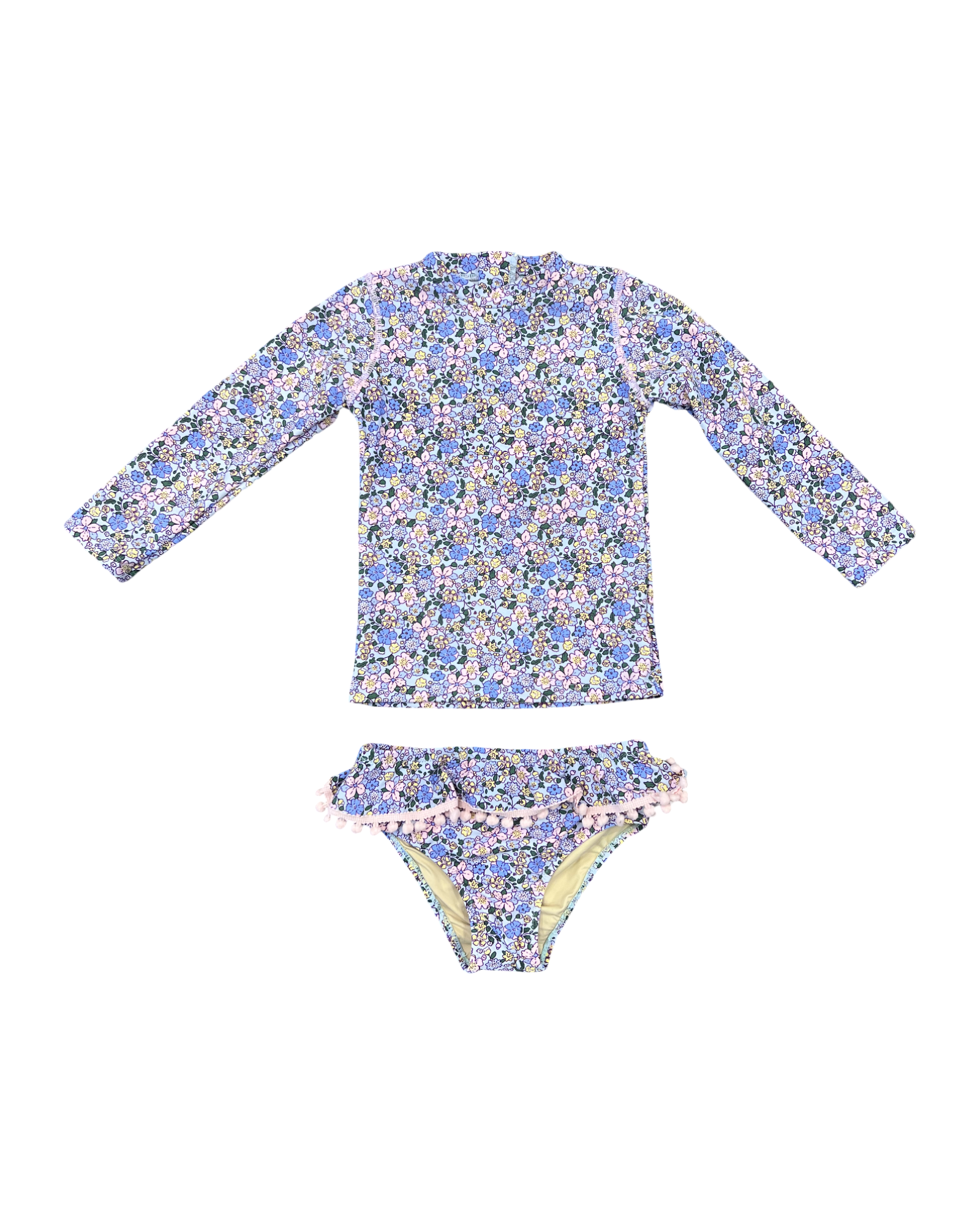 Blue Blossoms Multi Floral Long Sleeve Swimsuit