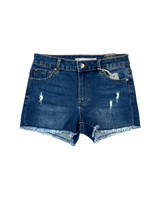 Girls Indigo Raw Hem Brittany Denim Shorts