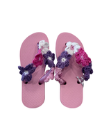 Girls Pink Crochet Flower Flip Flop Sandals