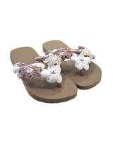 Girls Tan Crochet Flower Flip Flop Sandals