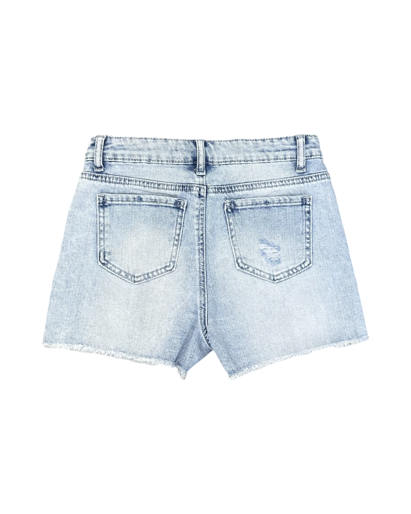 Girls Lightwash Distressed Short