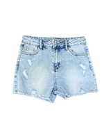 Girls Lightwash Distressed Short