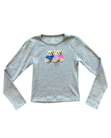 Girls Medium Grey NY & LA Bears Ribbed Long Sleeve Tee