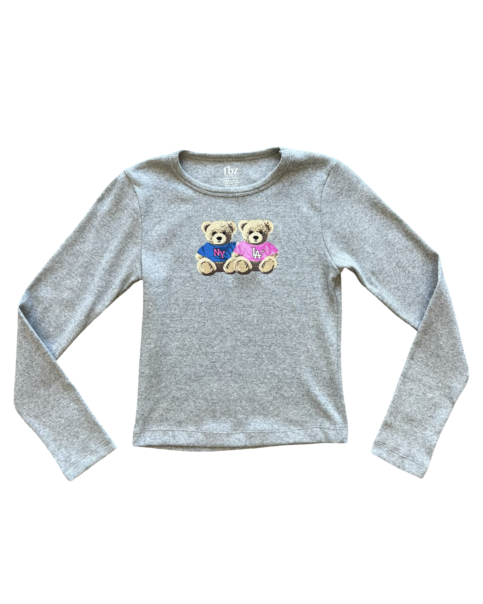 Medium Grey NY & LA Bears Ribbed Long Sleeve Tee