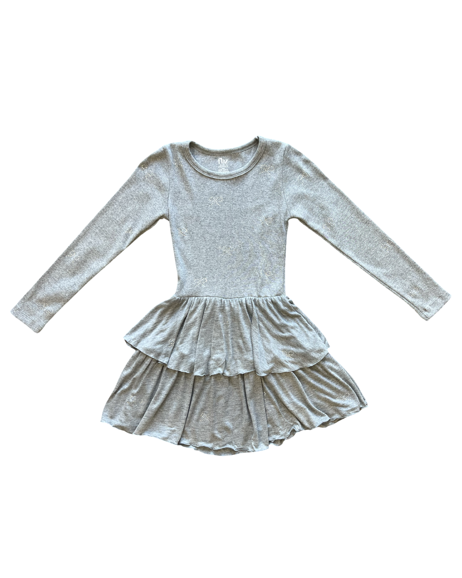 Allover Crystal Bows Ruffle Dress