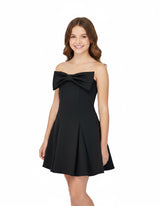 Girls Black Bow Strapless Dress