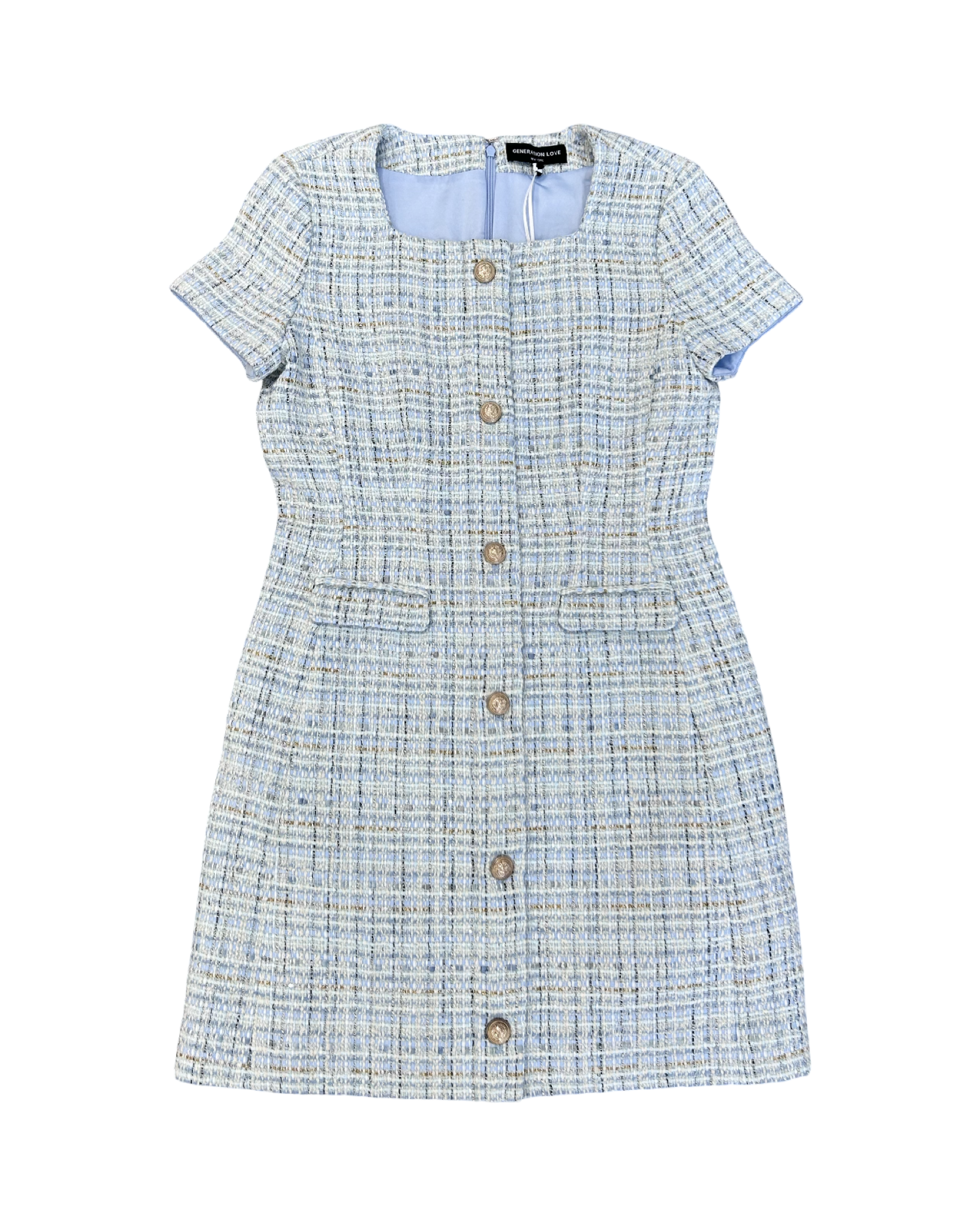 Girls Dylan Tweed Dress in Aqua
