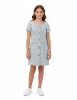 Girls Dylan Tweed Dress in Aqua