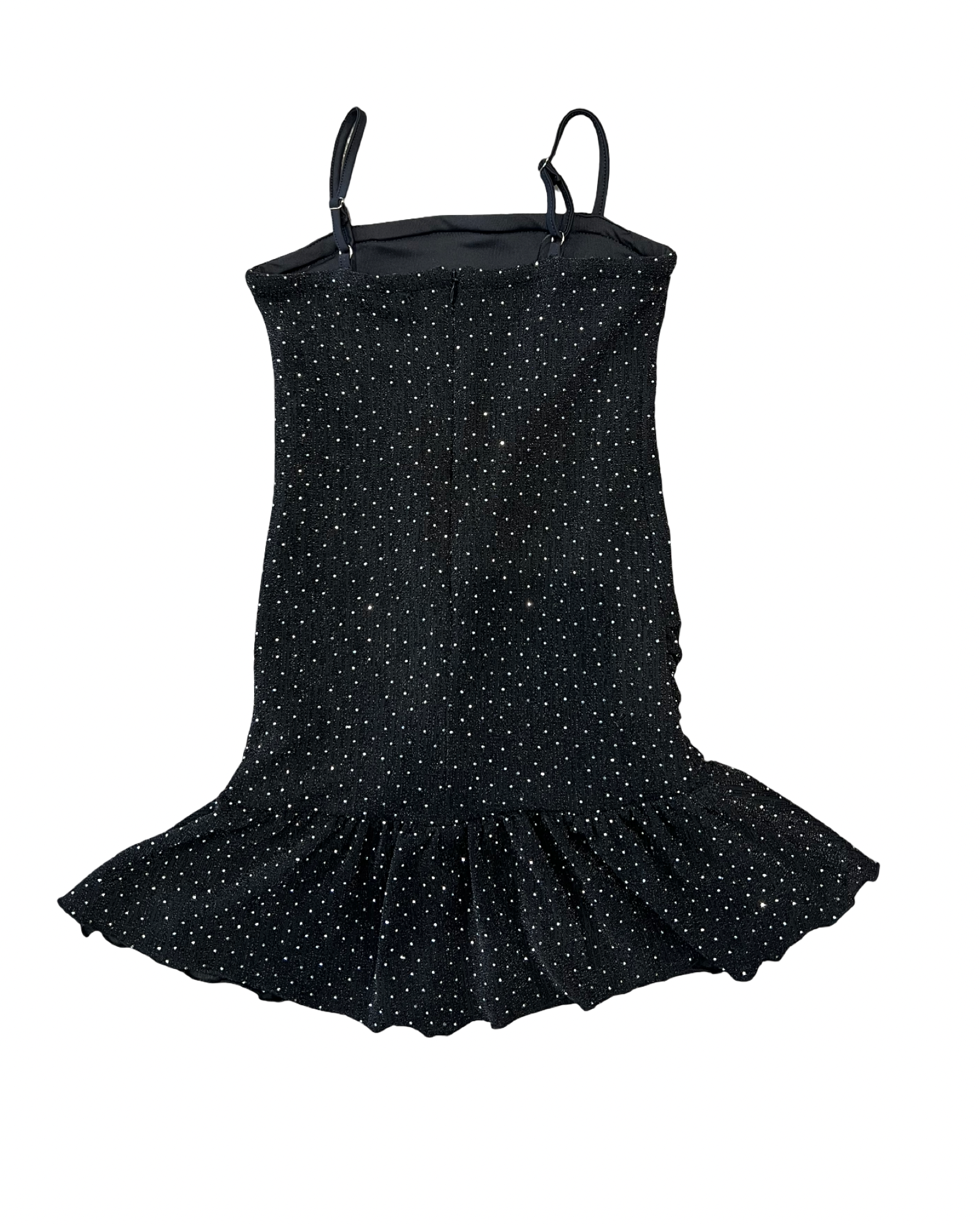 Black Sparkle Studded Ruffle Dress