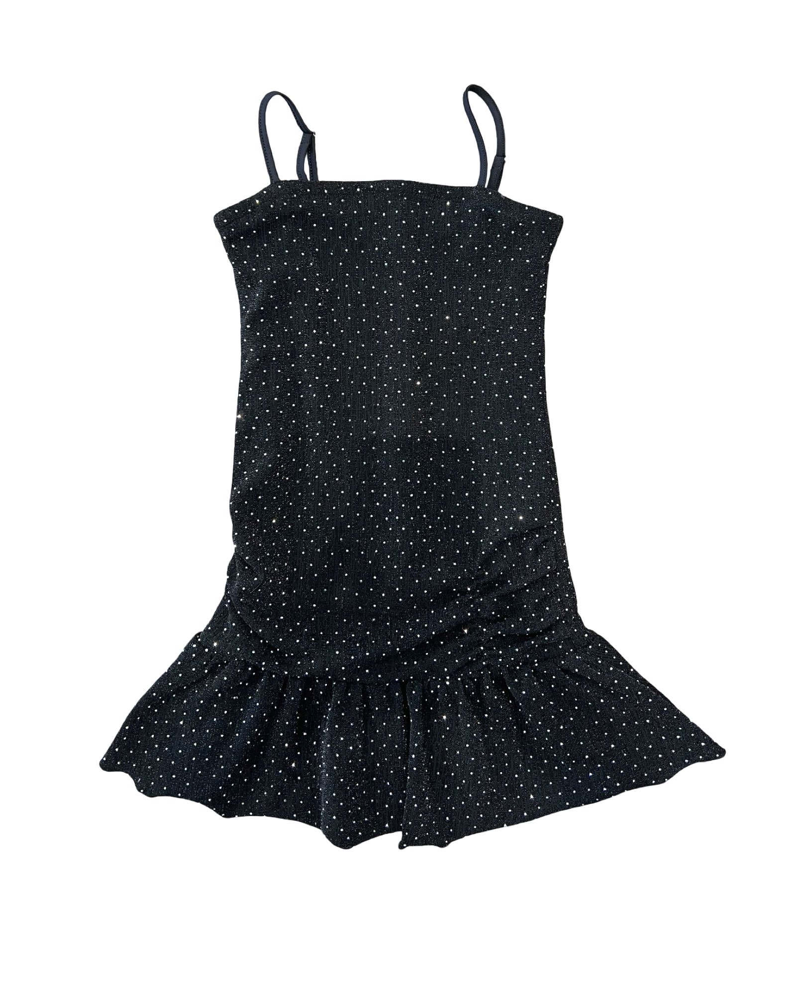 Black Sparkle Studded Ruffle Dress
