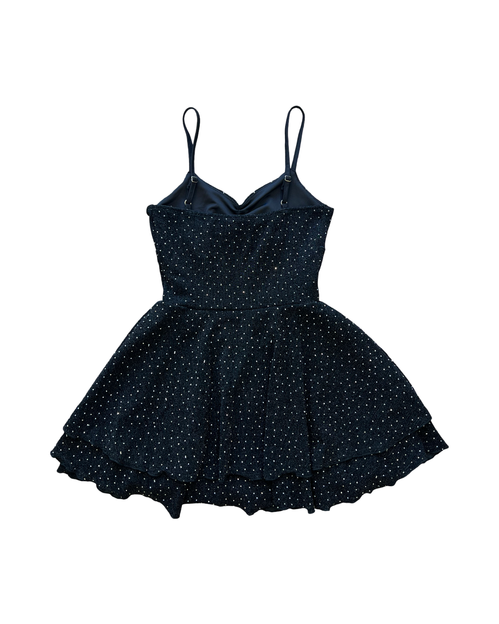 Black Metallic Studded A-line Dress