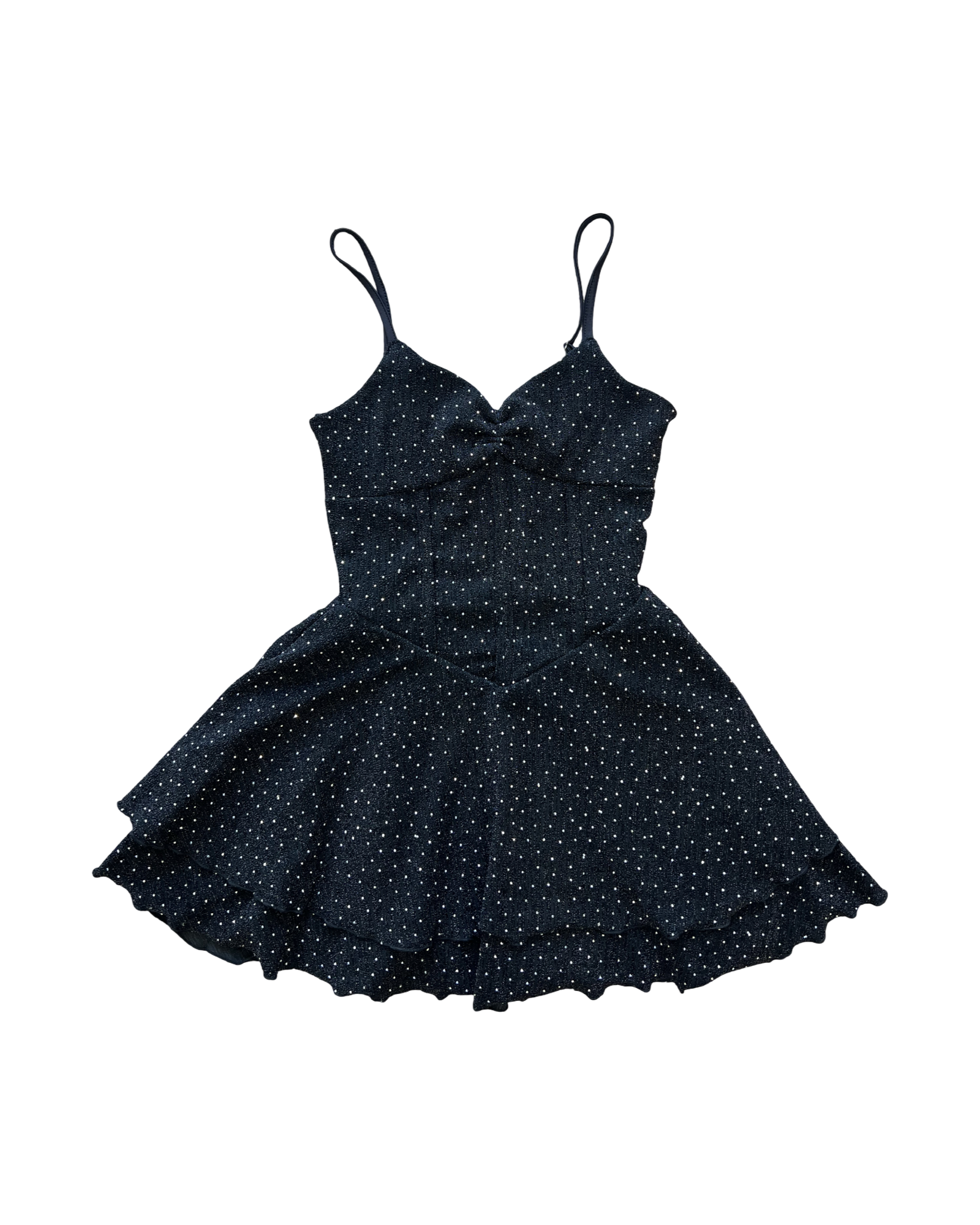 Black Metallic Studded A-line Dress