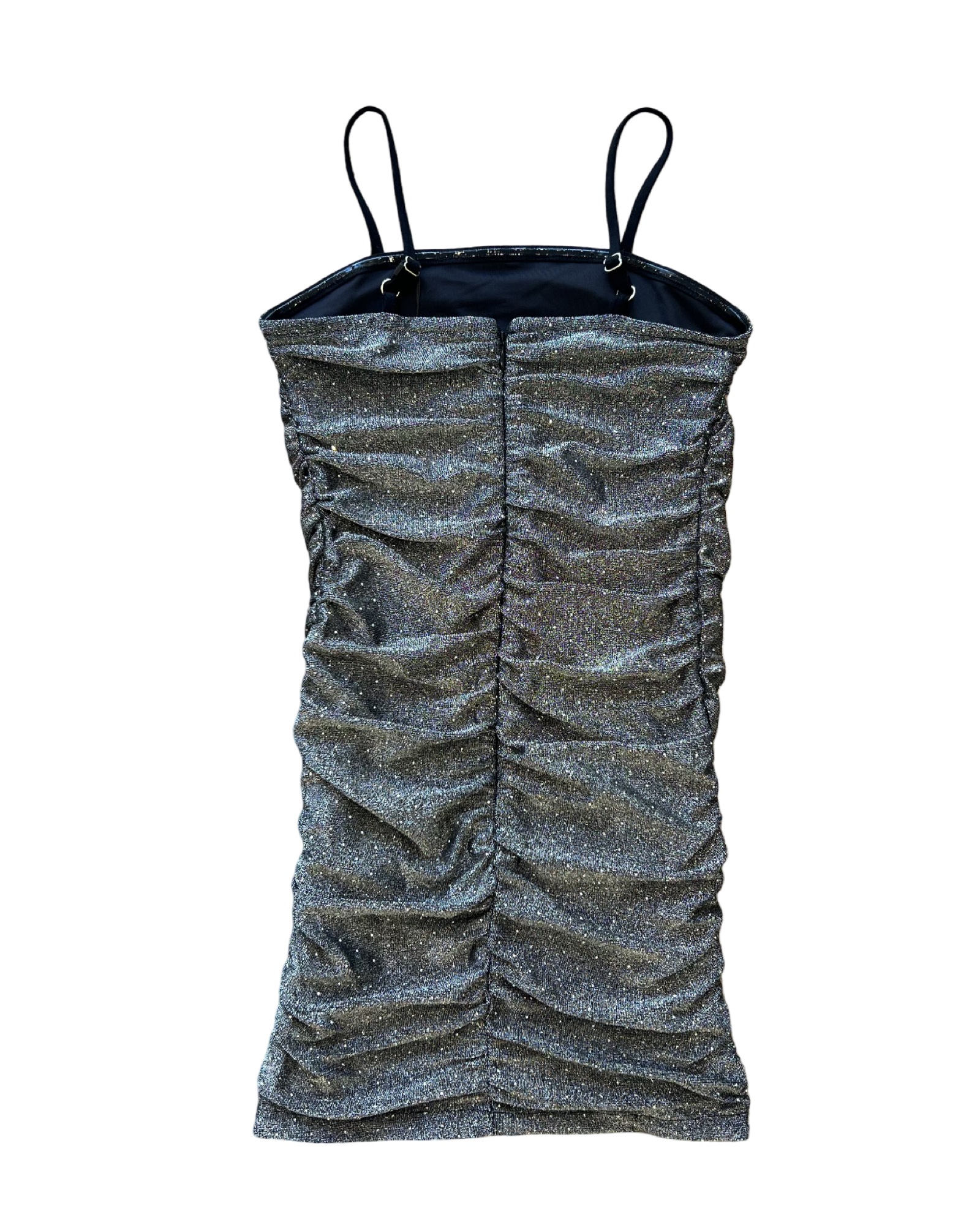Black/Silver Metallic Studded Ruched Dress