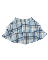 Girls Blue Plaid Flannel Ruffle Skirt