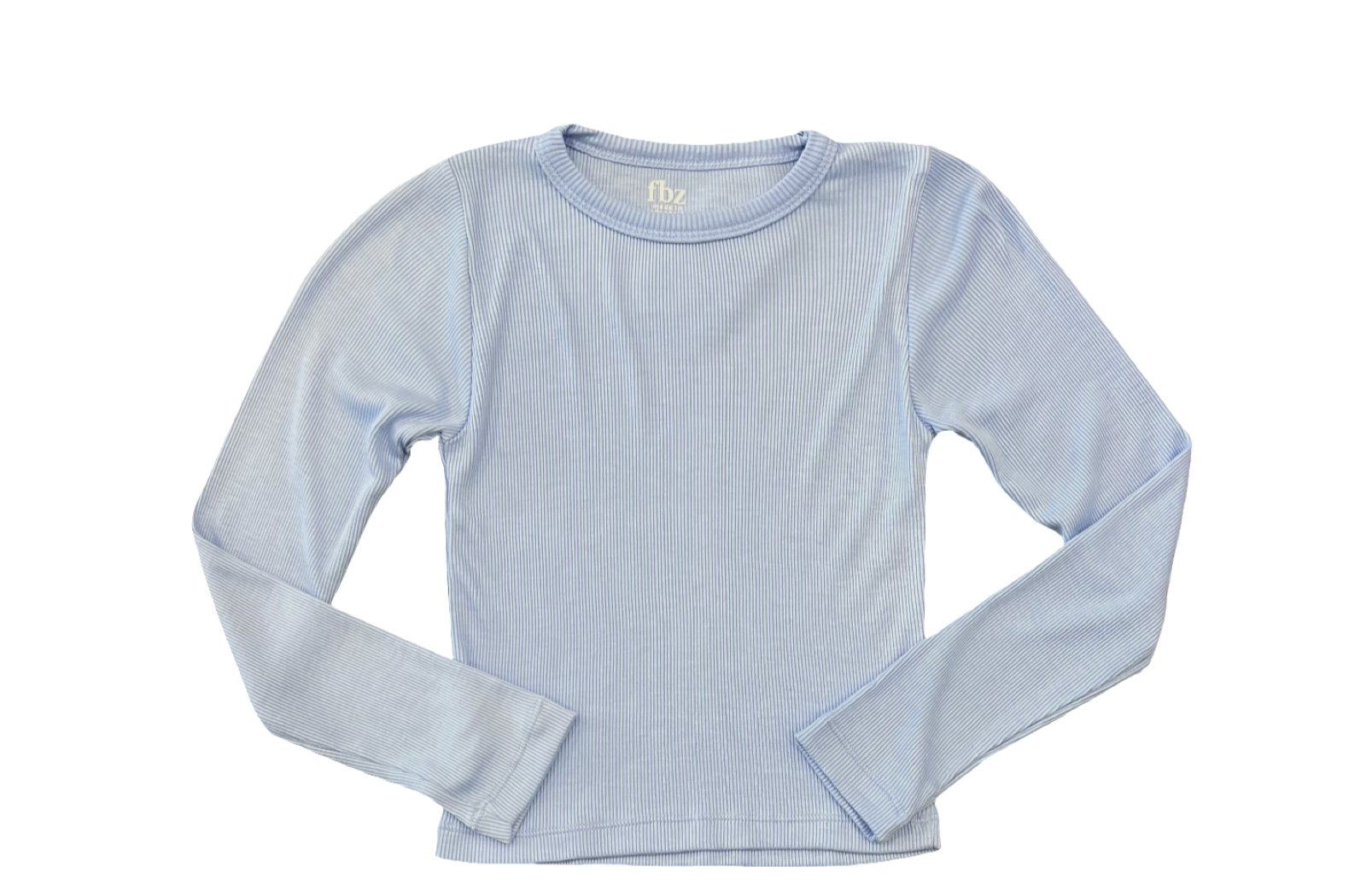 Blue Solid Ribbed Long Sleeve Tee