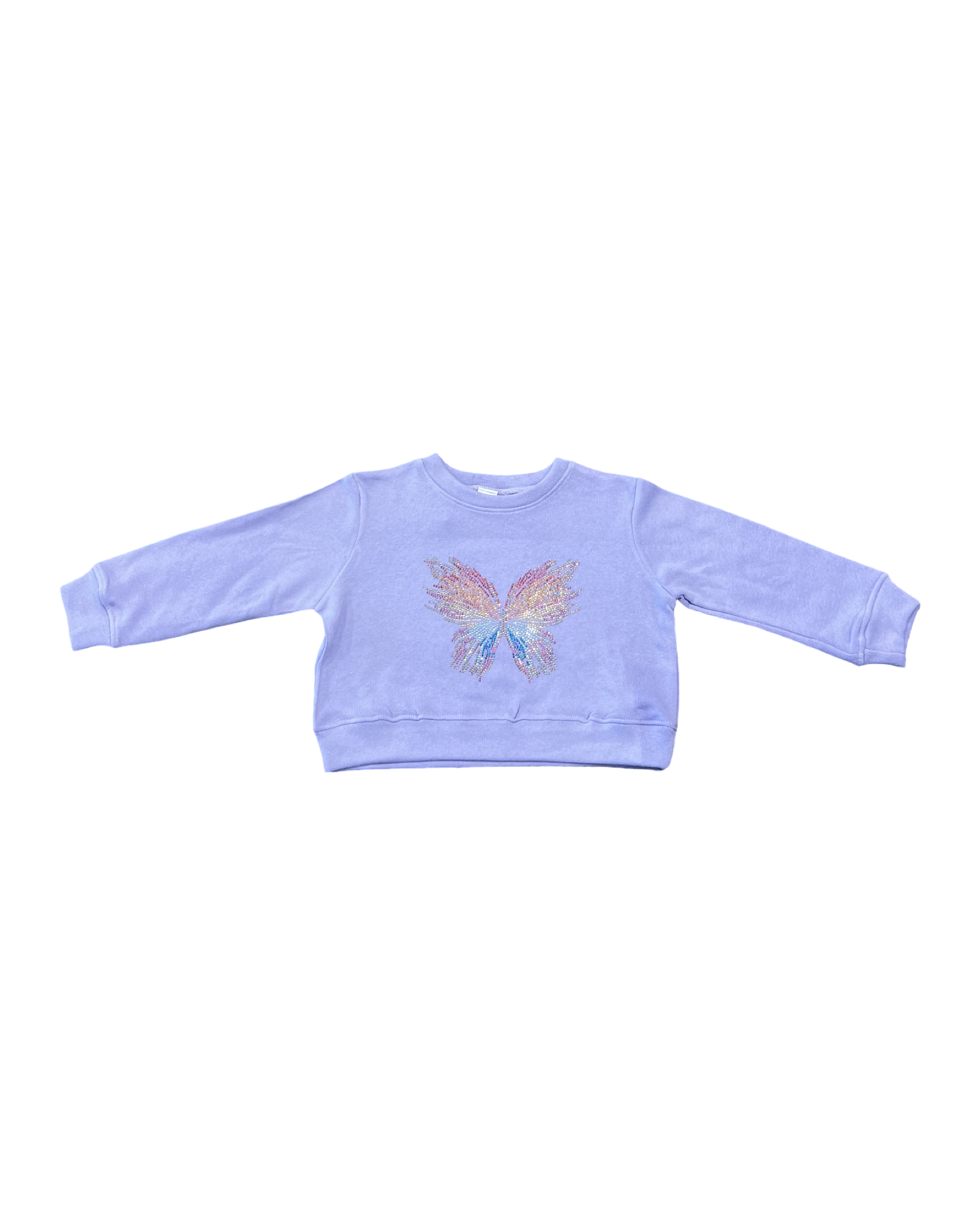 Girls Violet Butterfly Pullover Sweatshirt