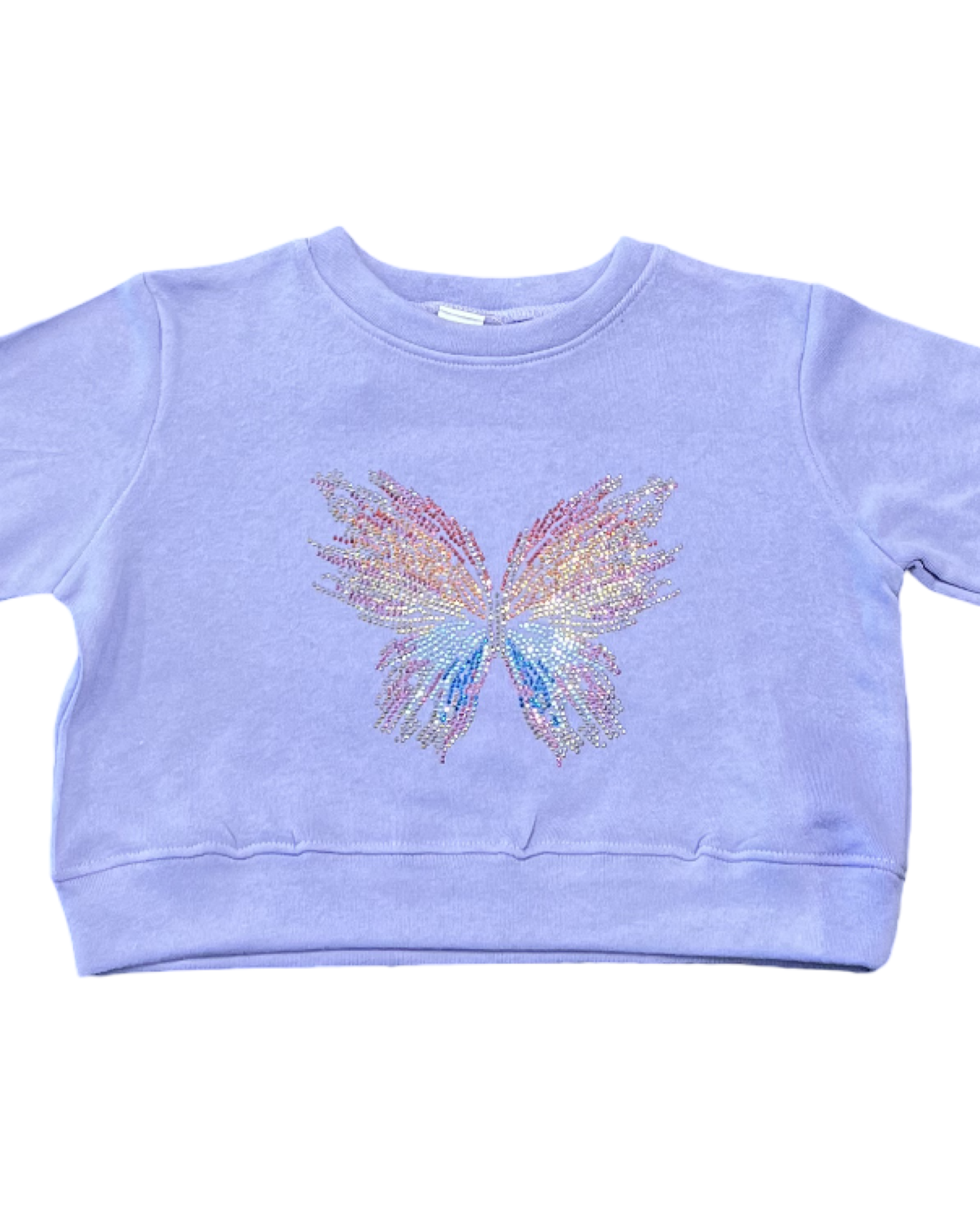 Girls Violet Butterfly Pullover Sweatshirt