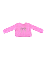 Girls Pink Bow Pullover Sweatshirt