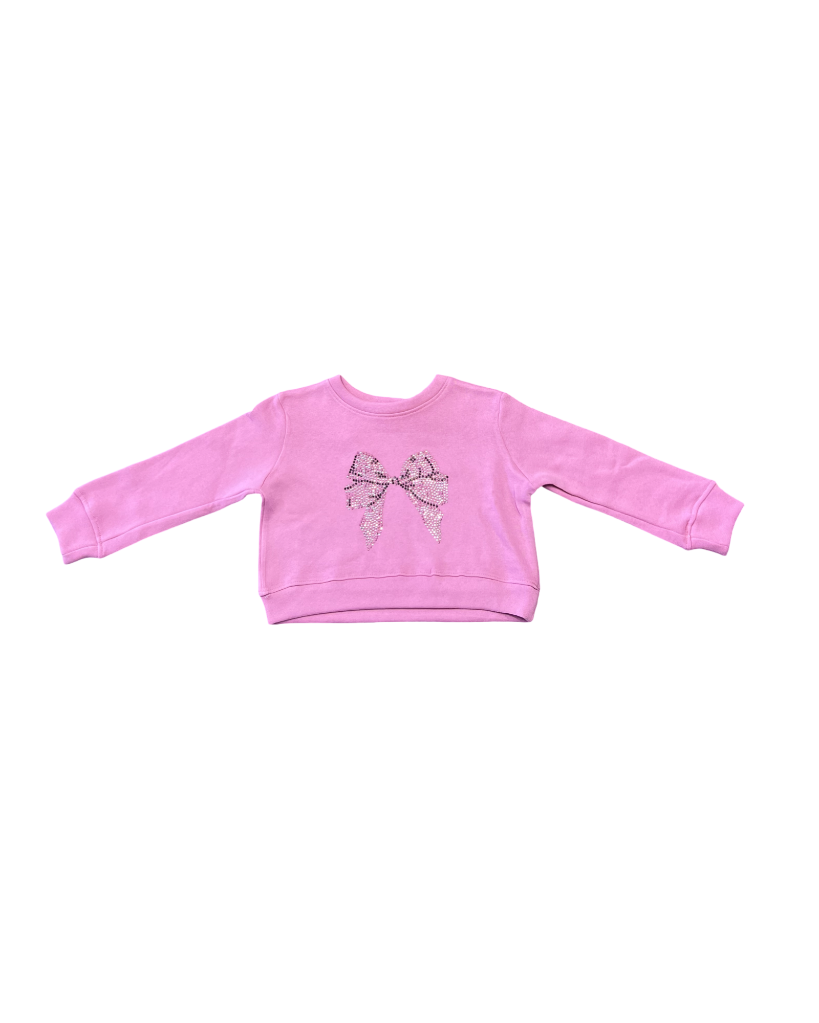 Girls Pink Bow Pullover Sweatshirt