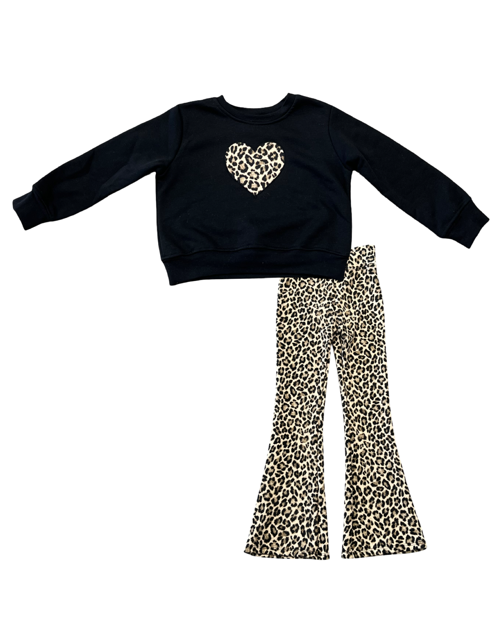 Girls Leopard Ribbed Flare Leggings