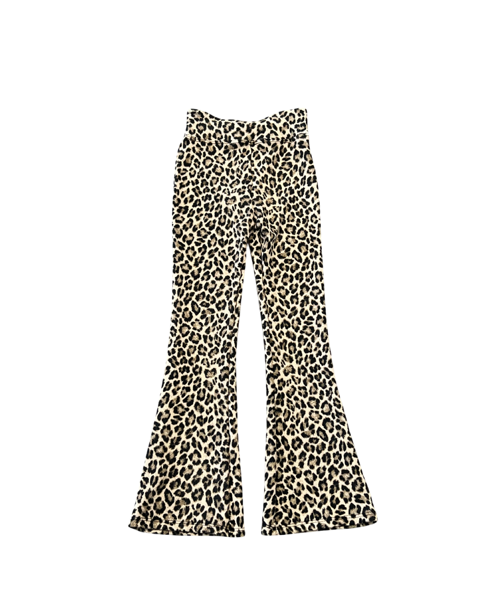 Girls Leopard Ribbed Flare Leggings